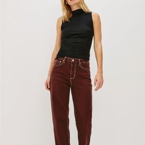 Rails Women's Deep Red Denim Jeans Barrel Leg Sumo